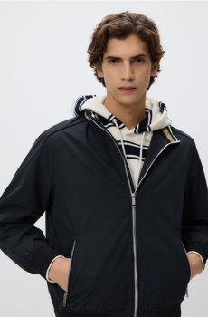 Reserved - Бомбер куртка з коміром-стійкою - чорний - 427HZ-99X