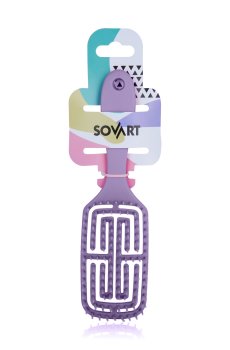 Массажная расческа для волос Sovart Лабиринт, с ручкой, фиолетовая, 1 шт