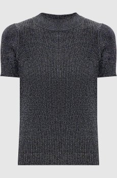 Серый топ SPEZIE в рубчик с люрексом