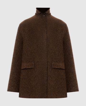 Коричневое пальто с шерстью альпаки