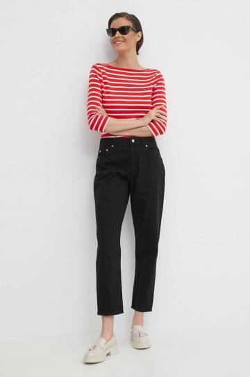 Хлопковый лонгслив Tommy Hilfiger цвет красный Хлопковый лонгслив Tommy Hilfiger цвет красный