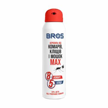 Аэрозоль от комаров и клещей Bros Max, защита до 8 часов, 90 мл Аэрозоль от комаров и клещей Bros Max, защита до 8 часов, 90 мл