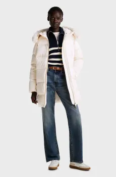 Женский белый пуховик MW DOWN SHIMMER COAT WITH FUR Белый M Tommy Hilfiger WW0WW43521