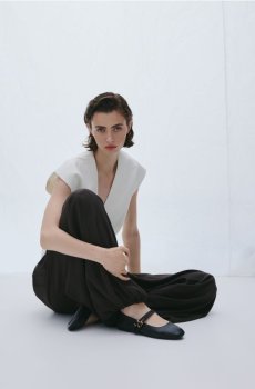 Reserved - Шкіряні балетки - чорний - 433ID-99X