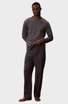 Мужская темно-серая пижама (лонгслив, брюки) TEE PANT Серый M Calvin Klein LV00NM2955