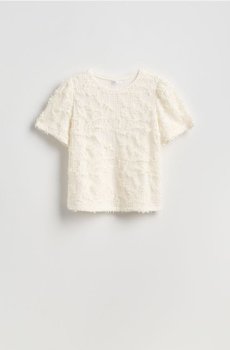 Reserved - Футболка з жатки - кремовий - 436HT-01X