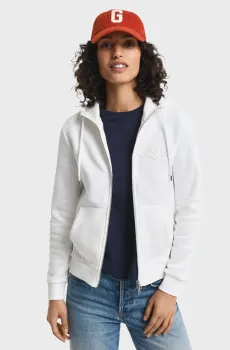 Женское белое худи REG TONAL SHIELD ZIP Белый S Gant 4202588