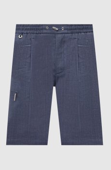 Синие шорты из льна и шерсти