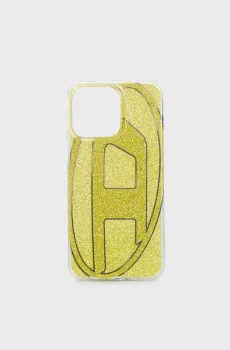 Золотистый чехол для телефона Diesel Oval D Glitter Case SS24 for iPhone 15 Pro Max Золотой ONESIZE Diesel 60029
