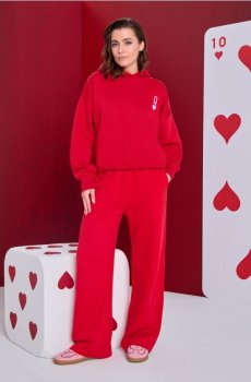 Тканинні штани з широкими штанинами - червоний