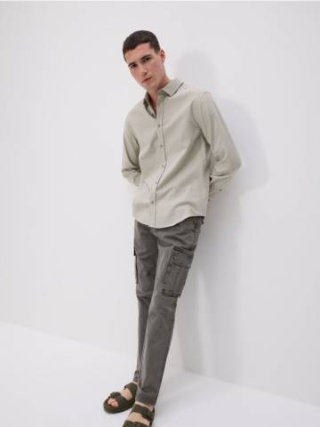 Reserved - Штани slim fit у стилі карго з ременем - зелений - 5445L-87X Reserved - Штани slim fit у стилі карго з ременем - зелений - 5445L-87X