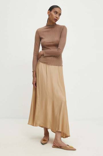 Юбка Answear Lab цвет золотой maxi расклешённая Юбка Answear Lab цвет золотой maxi расклешённая