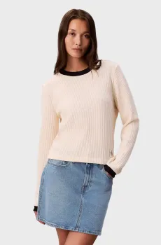 Женский бежевый лонгслив WAFFLE TEE Бежевый L Calvin Klein Jeans LV047D225G