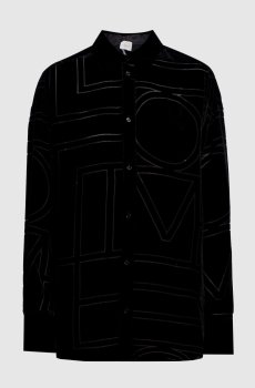 Черная бархатная блуза с шелком