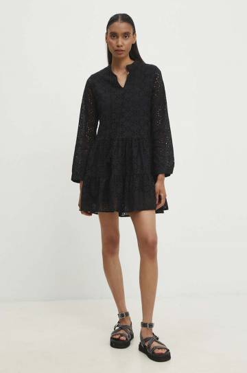 Хлопковое платье Answear Lab цвет чёрный mini расклешённая Хлопковое платье Answear Lab цвет чёрный mini расклешённая