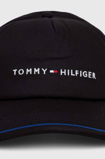 Хлопковая кепка Tommy Hilfiger цвет чёрный с аппликацией Хлопковая кепка Tommy Hilfiger цвет чёрный с аппликацией