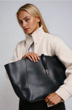 Сумка-шопер зі штучної шкіри - чорний