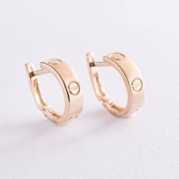Серьги "Love" в желтом золоте с07741 Серьги "Love" в желтом золоте с07741