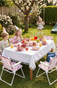 Складаний стілець з полуничним мотивом - пастельний рожевий