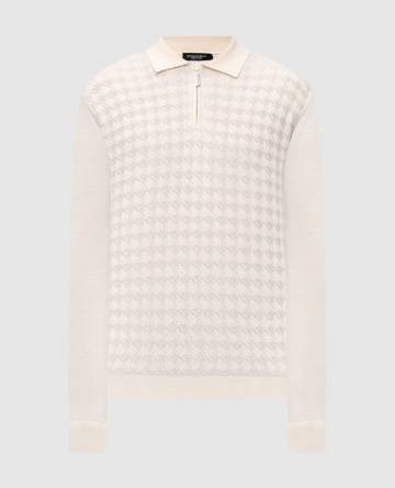 Бежевое поло из шерсти, шелка и кашемира