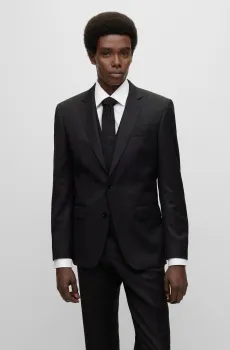 Мужской черный шерстяной пиджак Черный 48 BOSS 50469171;001