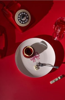 Керамічні тарілки з мотивом банта, 2 шт. - рожевий