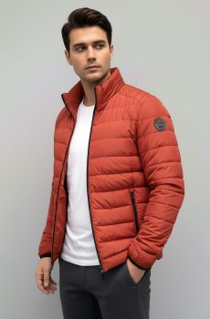 Куртка стеганая короткая кирпичного цвета SB-24258-ducat-bordo