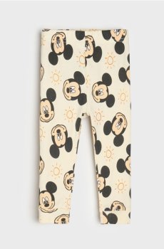 Бавовняні легінси з візерунком Mickey Mouse - кремовий