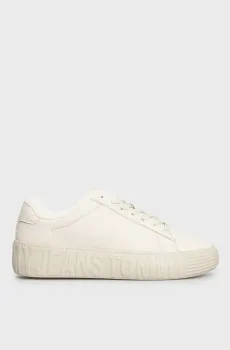 Женские бежевые кожаные сникерcы TOMMY JEANS NEW CUPSOLE LEAT Бежевый 36 Tommy Jeans EN0EN02274