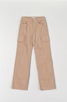 Джинси широкого крою з високою талією - пшеничний