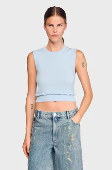 Женский голубой шерстяной джемпер Голубой L Sandro SFPPU02313_Sky Blue