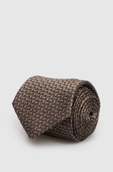 Коричневый галстук из шелка в узор