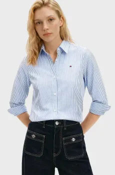 Женская голубая рубашка в полоску REGULAR Голубой L Tommy Hilfiger WW0WW47169