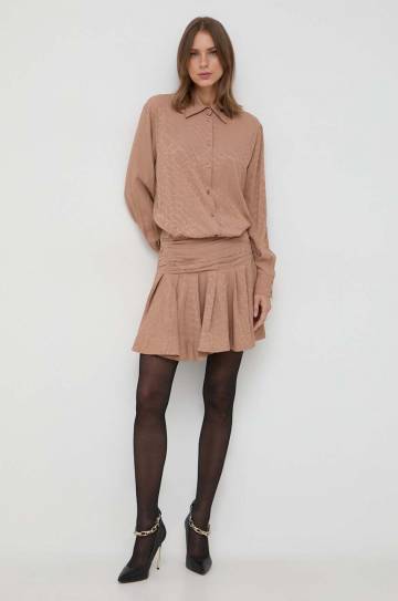 Платье с примесью шелка Pinko цвет бежевый mini oversize Платье с примесью шелка Pinko цвет бежевый mini oversize