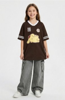 Футболка з принтом PomPomPurin - темно коричневий