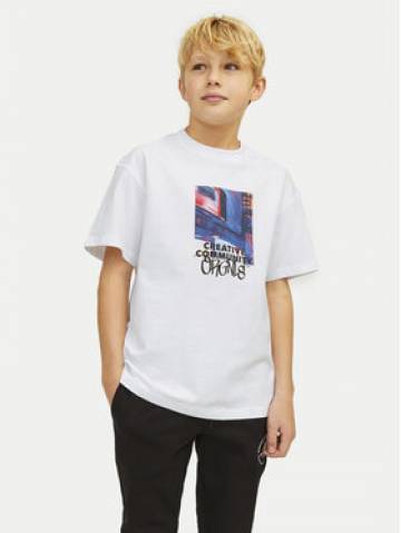 Jack&Jones Junior Футболка Bushwick Blur 12263146 Білий Relaxed Fit Jack&Jones Junior Футболка Bushwick Blur 12263146 Білий Relaxed Fit