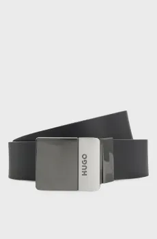 Мужской черный кожаный ремень Черный ONESIZE HUGO 50558788;004