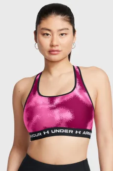 Женский малиновый топ UA Crossback Mid Print Малиновый XS Under Armour 1361042-686