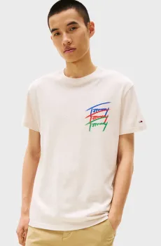 Мужская бежевая футболка TJM REG TWISTED SIGNTR Бежевый S Tommy Jeans DM0DM20771