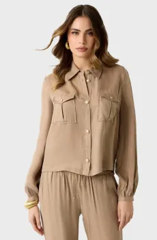 Женская бежевая рубашка Бежевый M Guess W6GH22.W1789;G1DQ