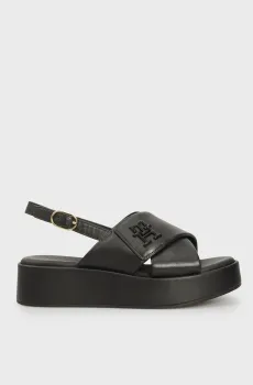 Женские черные кожаные сандалии TH LOGO HW PADDED LEATHER SANDAL Черный 40 Tommy Hilfiger FW0FW08808