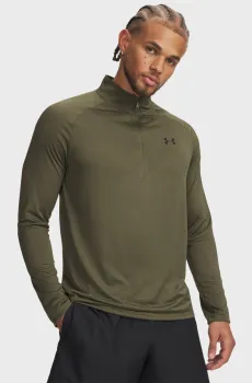 Мужская оливковая спортивная кофта UA Tech 2.0 1/2 Zip Оливковый XL Under Armour 1328495-392