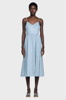 Женское голубое платье в полоску Голубой 34 Sandro SFPRO04638_Blue