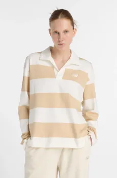 Женское бежевое поло в полоску Rugby Бежевый XS New Balance WT53522DLA