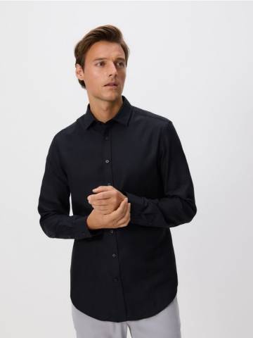 Reserved - Приталена сорочка з єгипетської бавовни - чорний - TH539-99X