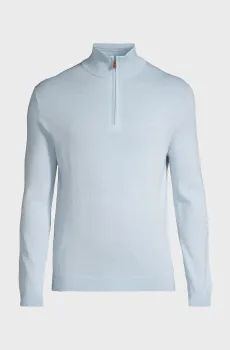 Мужская голубая шерстяная кофта EXTRAFINE MERINO WOOL HALF ZIP Голубой M Gant 8050206