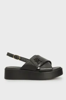 Женские черные кожаные сандалии TH LOGO HW PADDED LEATHER SANDAL Черный 37 Tommy Hilfiger FW0FW08808