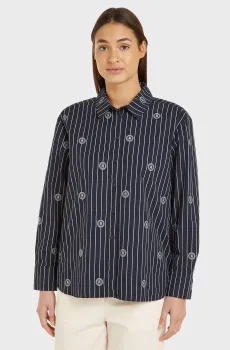 Женская темно-синяя рубашка в полоску CMD CO FILL COUPE Синий XXS Tommy Hilfiger WW0WW40532