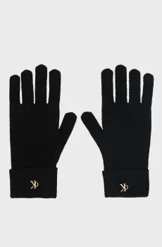 Женские черные шерстяные перчатки METAL Черный ONESIZE Calvin Klein LV04F8141G
