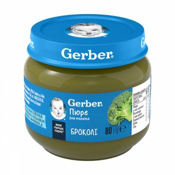 Детское овощное пюре Gerber Брокколи, с 6 месяцев, 80 г Детское овощное пюре Gerber Брокколи, с 6 месяцев, 80 г
